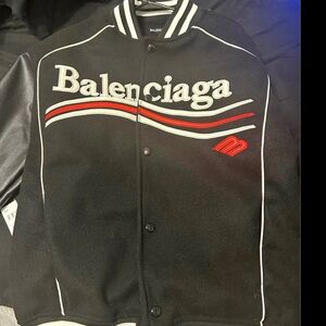 Balenciaga Black and Red Varsity Jacket
